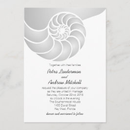 Silver Nautilus Shell Beach Wedding Kaart