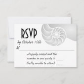 Silver Nautilus Shell Beach Wedding RSVP Kaartje (Voorkant)