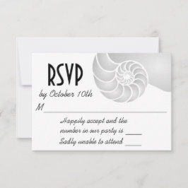 Silver Nautilus Shell Beach Wedding RSVP Kaartje