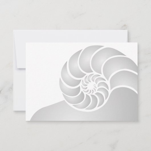 Silver Nautilus Shell Beach Wedding RSVP Kaartje (Achterkant)