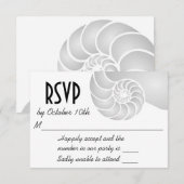 Silver Nautilus Shell Beach Wedding RSVP Kaartje (Voorkant / Achterkant)
