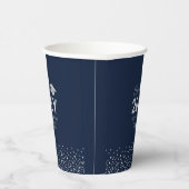 Silver & Navy blauw Confetti Graduation Party Papieren Bekers (Rechts)
