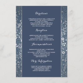 Silver Navy Bloemen Trouwdetails - Informatie Informatiekaartje