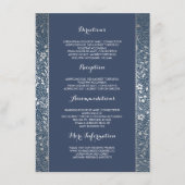 Silver Navy Bloemen Trouwdetails - Informatie Informatiekaartje (Voorkant)