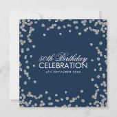 Silver Navy Blue 50th Birthday Glitter Confetti Kaart (Achterkant)