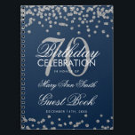 Silver Navy Blue 70th Birthday Guest Book Confetti Notitieboek<br><div class="desc">Elegant 70th Birthday Party Silver Glitter Confetti op Navy Blue sjabloon. Eenvoudig te gebruiken en eenvoudig aan te passen. Bestel vandaag nog!</div>