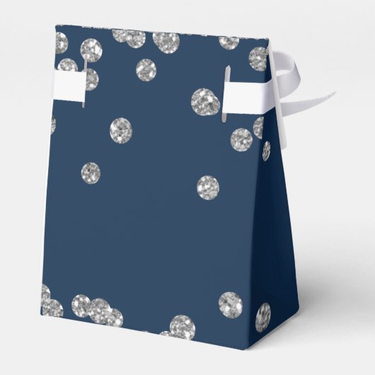 Silver Navy Blue 80e Verjaardag Dank u Confetti Bedankdoosjes (Achterkant)