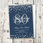 Silver Navy Blue 80th Birthday Glitter Confetti Kaart<br><div class="desc">Elegant 80th Birthday Faux Glitter Confetti Silver Navy Blue sjabloon. Geweldig voor 80-jarig feest en nog veel meer!</div>