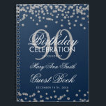 Silver Navy Blue 90th Birthday Guest Book Confetti Notitieboek<br><div class="desc">Elegant 90th Birthday Party Silver Glitter Confetti op Navy Blue sjabloon. Eenvoudig te gebruiken en eenvoudig aan te passen. Bestel vandaag nog!</div>