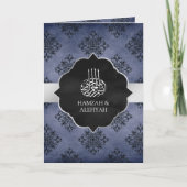 Silver Navy Blue Black Damask Muslim Weduwen (Voorkant)