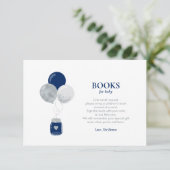 Silver Navy Blue Books voor Baby, Boek Aanvraag Ka Bedankkaart (Staand voorkant)