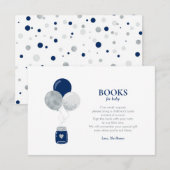 Silver Navy Blue Books voor Baby, Boek Aanvraag Ka Bedankkaart (Voorkant / Achterkant)