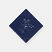 Silver & Navy Blue Cheers 50ste verjaardagsfeestje Servet (Hoek)