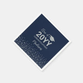 Silver & Navy Blue Confetti klasse afstudeerfeest Servet (Hoek)