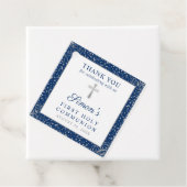 Silver Navy Blue First Heilige Communie Dank u Bedankjes Labels (In situ)