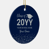 Silver & Navy Blue Foto Afstuderen Kerstcadeau Keramisch Ornament (Rechts)
