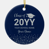 Silver & Navy Blue Foto Afstuderen Kerstcadeau Keramisch Ornament (Voorkant)