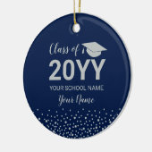 Silver & Navy Blue Foto Afstuderen Kerstcadeau Keramisch Ornament (Links)