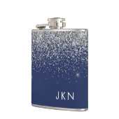 Silver Navy Blue Girly Glitter Sparkle Monogram Heupfles (Links)