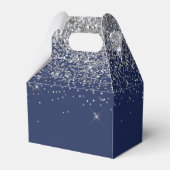 Silver Navy Blue Glitter Girly Monogram Naam Bedankdoosjes (Achterkant)