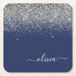 Silver Navy Blue Glitter Girly Monogram Naam Kartonnen Onderzetters<br><div class="desc">Navy Blue en Silver Sparkle Glitter Script Monogram Name Paper Onderzetters. Dit maakt het perfecte afstuderen,  de verjaardag,  de bruiloft,  het vrijgezellenfeest,  de verjaardag,  het baby shower of het bachelorette feest cadeau voor iemand die van glam luxe en chic stijlen houdt.</div>
