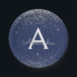 Silver Navy Blue Glitter Sparkle Monogram Verjaard Papieren Bordje<br><div class="desc">Silver en Navy Blue Faux Glitter en Sparkle Elegant Birthday of Bachelorette Party Borden. Deze bruiloft, vrijgezellenfeest, Baby shower, Jubileum, Vrijgezellenfeest of Sweet 16, 1e, 13e, 15e, 16e, 18e, 21e, 30e, 40e, 50e, 60e, 70e, 80e, 90e, 100e verjaardagsfeest Borden kunnen worden aangepast om uw initiaal en voornaam op te nemen....</div>