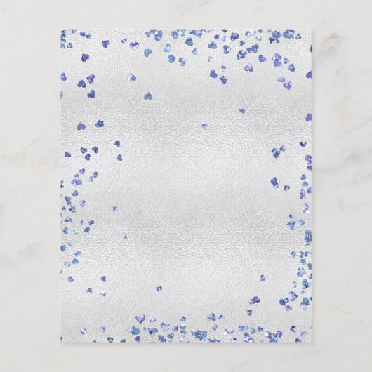 Silver Navy blue harts budget bruiloft uitnodiging Flyer (Achterkant)