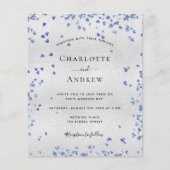 Silver Navy blue harts budget bruiloft uitnodiging Flyer (Voorkant)