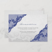 Silver Navy Blue Lace Wedding Hotel Accomodatie Informatiekaartje (Voorkant / Achterkant)