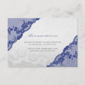 Silver Navy Blue Lace Wedding Hotel Accomodatie Informatiekaartje (Voorkant)