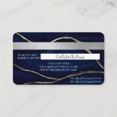Silver Navy Blue Marble Signature Credit Kaart Visitekaartje (Achterkant)
