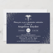 Silver Navy Blue Nursing School Afstuderen Foto Kaart (Achterkant)