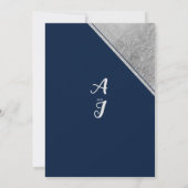 Silver navy blue script kalligrafie bruiloft kaart (Achterkant)