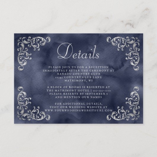  Silver Navy Blue Waterverf - Gegevens Informatiekaartje (Voorkant)