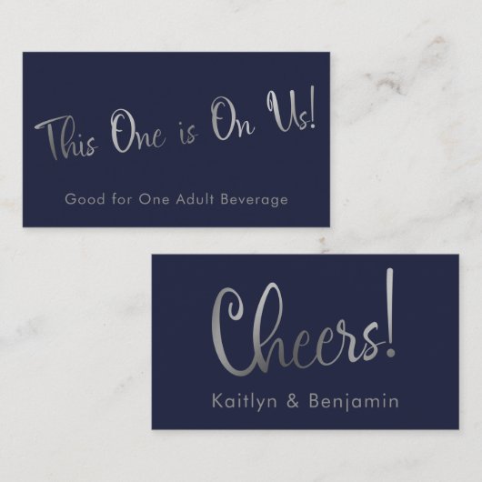 Silver & Navy Casual Drink Tickets Kaarten invoege (Voorkant / Achterkant)