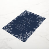 Silver Navy Cross Vintage Eerste Communie Folie Uitnodiging (Gedraaid)