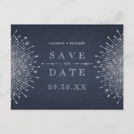 Silver navy deco vintage bruiloft behalve de datum aankondigingskaart