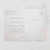 Silver navy deco vintage bruiloft behalve de datum aankondigingskaart (Achterkant)