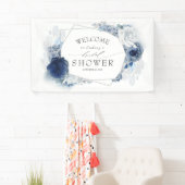 Silver Navy en Dusty Blue Floral Vrijgezellenfeest Spandoek (Insitu)