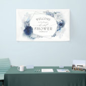 Silver Navy en Dusty Blue Floral Vrijgezellenfeest Spandoek (Beurs)
