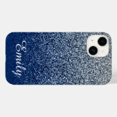 Silver Navy Glitter Ombre Personalized Case-Mate iPhone Case (Achterkant (horizontaal))