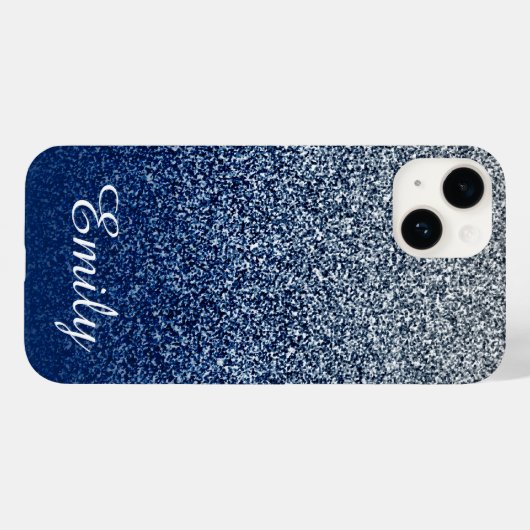 Silver Navy Glitter Ombre Personalized Case-Mate iPhone Case (Achterkant (horizontaal))