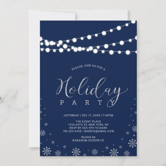 Silver & Navy | Modern Corporate Holiday Party Kaart (Voorkant)
