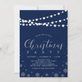 Silver & Navy | Modern Snowflakes kerst Kaart (Voorkant)