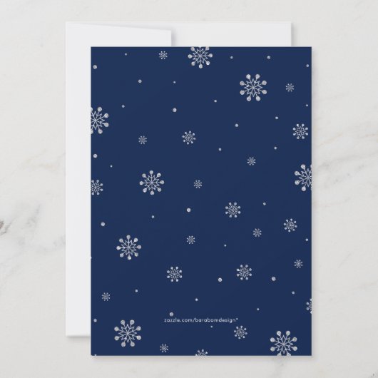 Silver & Navy | Modern Snowflakes kerst Kaart (Achterkant)