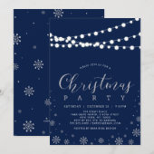 Silver & Navy | Modern Snowflakes kerst Kaart (Voorkant / Achterkant)
