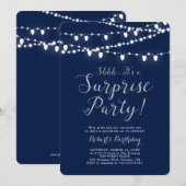 Silver & Navy | Modern Surprise Birthday Kaart (Voorkant / Achterkant)