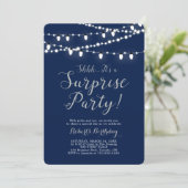 Silver & Navy | Modern Surprise Birthday Kaart (Staand voorkant)