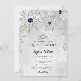 Silver Navy Snowflakes Tiara Quinceañera Kaart