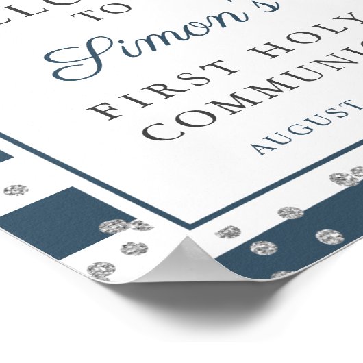 Silver Navy Stripes First Community Welcome Poster (Hoek)